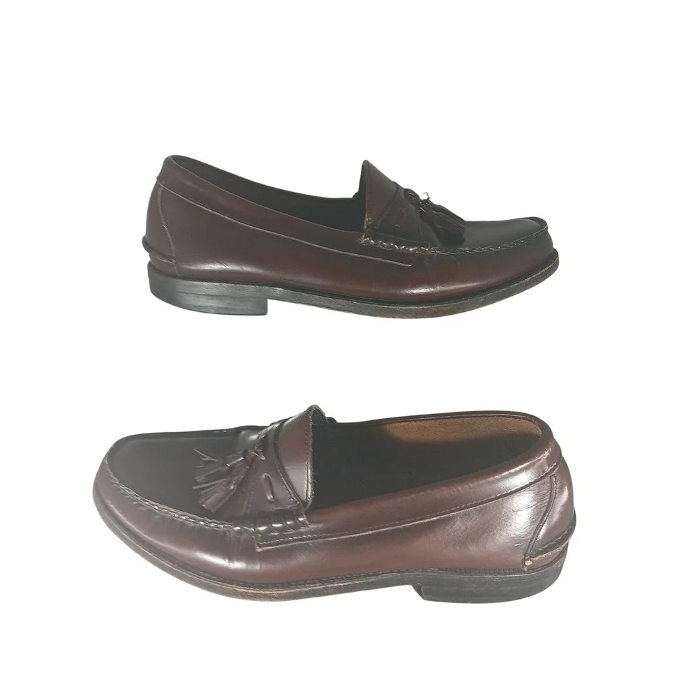 Johnston‎ & Murphy Aristocraft Tassel Loafers Mens 10.5 D Burgundy Leather 6470